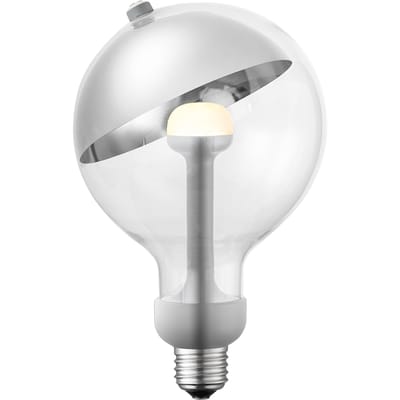 Design LED Lichtbron Move Me - Zilver - G120 Sphere LED lamp - 12/12/18.6cm - Met verstelbare diffuser via magneet - geschikt voor E27 fitting - Dimbaar - 5W 400lm 2700K - warm wit licht