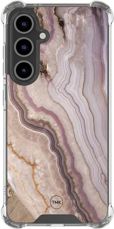 Shockproof hoesje geschikt voor Samsung Galaxy S24 FE - Blush marble - Schokbestendig - Verhoogde randen - TPU case - Extra Sterke Back Cover - Marmer - Transparant, Multi