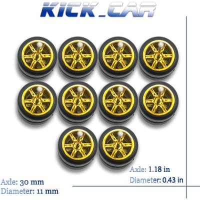 1/64 Wielen Met Vaste Rubberen Banden Zes Spaaks Voor Speelgoedmodel Diecast Auto's Opknaponderdelen Voor Hotwheels (5 Sets Voor 5 Auto's)