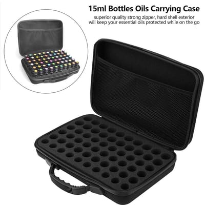 Dailygoods- Koffer voor Etherische Oliën - Draagbare Tas - 60 Vakken - 5/10/15 ml Flessen - 31 x 22,5 x 7,7 cm - Veilig en Georganiseerd - Opbergkoffer