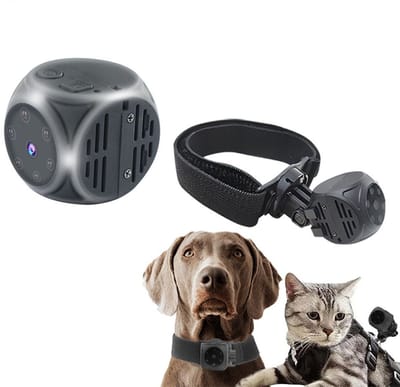 Ulisem - Camera voor huisdieren - 1080P HD - 180 MAh batterij - 75 minuten opname - 140° groothoek - met magneet en band - geschikt voor halsband - klein en draagbaar