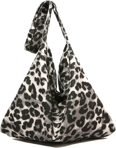 Lichte schoudertas met luipaardpatroon, trendy handtas voor dames, ruime boodschappentas met vakken voor dagelijks gebruik
