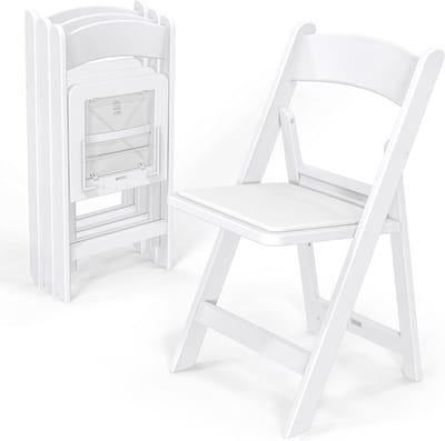 Klapstoelen met Kussen - Opvouwbare Stoelen Hars Stoelen - Feesten en Evenementen - Gewatteerde Zittingen - 4 stuks - Wit