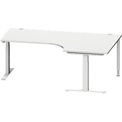 Schäfer Shop  Genius Hoekbureautafel MODENA FLEX 90°, T-poot rechthoekige buis, B 2000 mm, aanbouw rechts,