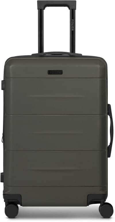 Police London 4 wielen Trolley 64 cm met uitbreidingsplooi - Harde bagage - Combinatieslot - cool olive