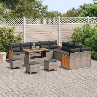 vidaXL - Tuinbank - Set - 18 - st - 11-Aantal - zitplaatsen - Grijs - poly - rattan
