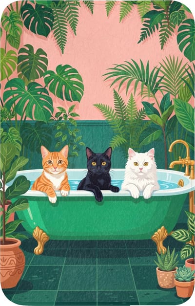 WC mat 50x80 cm - Antislip - Badkamer - Kattenparade - Kleurrijk - Toiletmat - Vloermat - Douchemat - Toilet tapijt - Toiletmatten