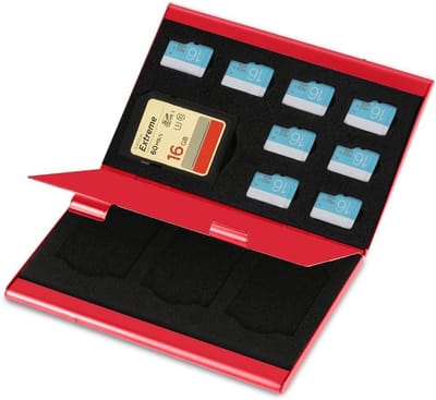 Geheugenkaartetui - SD kaarthouder - Kaarten organiseren - Lichtgewicht aluminium - 9 x 6 x 1.3 cm - Zilver