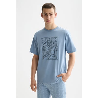 Scotch & Soda Relaxed Fit  Logo T-shirt Faded Denim Taglia: S | T-shirt stampate Outlet | Uomo | Blu