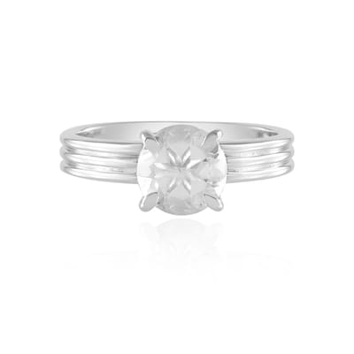 Cavill - 925 Sterling Zilveren Ring - Rhodium Gerhodineerd - Witte Kwarts 1,58 ct - Braziliaanse Ronde Edelsteen - Elegante Moderne Ring