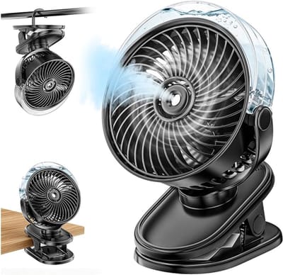 Mistventilator - Draagbare Mobiele Airco - Kampeerfan - Draagbare Fan - Ventilator Lamp - koeling - verlichting - Outdoor kampeeraccessoires - Geschikt voor buitenactiviteiten, kamperen, kantoor, Picknick, Barbecue - zwart