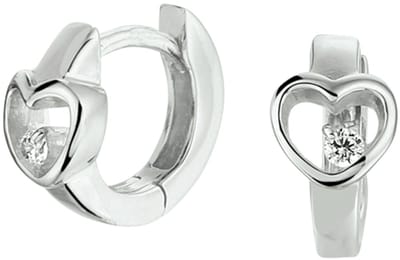 Zilver Gerhodineerde Klapoorringen hart zirkonia 1332215