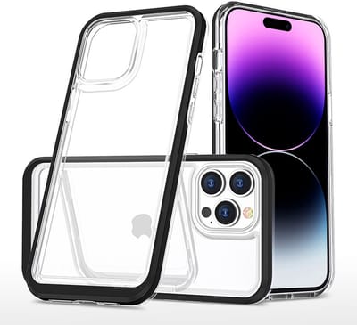 Hoesje Geschikt voor iPhone 14 Pro Max Hoesje met bumper - Shockproof case – Zwart / Transparant