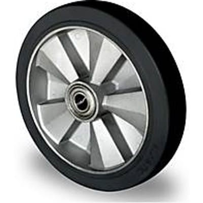 CASCOO inbouwwiel BAF4, met wiel ø 250 mm x B 50 mm, aluminium velg, elastisch loopvlak, zwart, dubbele kogellager, tot 500 kg