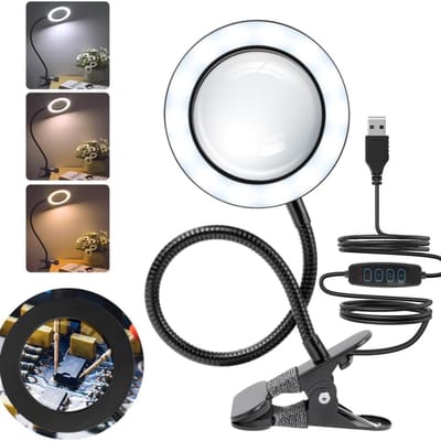 MKSS® Vergrootglas met Verlichting - Vergrootglas op Standaard - Loep - Vergrootspiegel voor Volwassenen en Kinderen - Wit