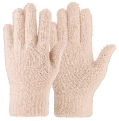 Dailygoods- Winterhandschoenen Dames - Kunstwol - Elastisch - Roze/Beige - 20 x 10,5 cm - Comfortabele Draagervaring - Handschoenen