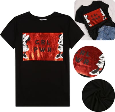 DISNEY Minnie Mouse Zwart T-shirt met korte mouwen voor meisjes GIRL POWER