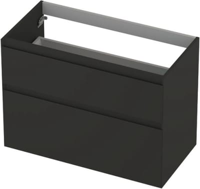 INK wastafelonderkast 2 laden greeploos gelakt asymmetrisch 90x45x65cm, mat antraciet