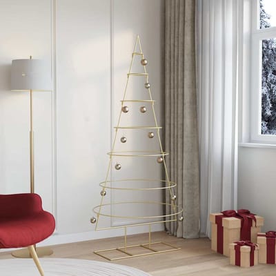 vidaXL - Metalen - kerstboom - met - standaard - Goud - 180 - cm - Poedercoated - staal
