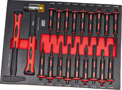 20 Delige Hamer en Doorslagenset in Carbon Foam inlay voor Gereedschapswagen