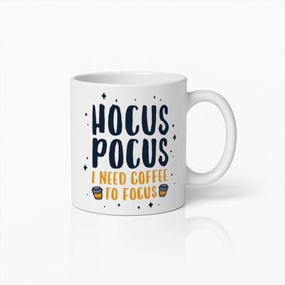 Grappige Koffiemok 330ml – "Hocus Pocus Ik Heb Koffie Nodig om te Focussen" – Humoristische Quote Beker voor Koffieliefhebbers, Kantoor & Cadeau