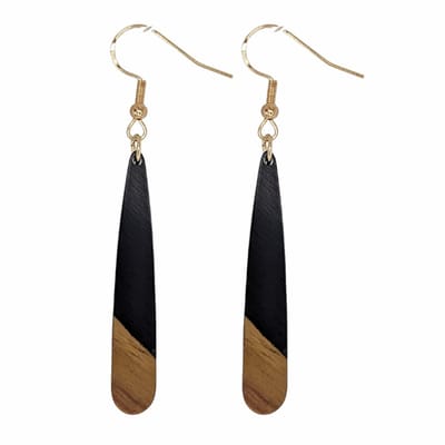 Oorbellen-Manon-Zilver-Hout-Goudkleurig-Zwart-Bruin -Charme Bijoux