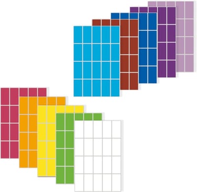 400 stuks rechthoekige zelfklevende labels in 10 levendige kleuren, verwijderbare stickers voor kantoor, school en thuisorganisatie met eenvoudige inscriptie
