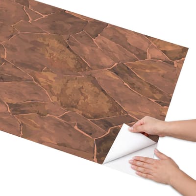 Coloray Meubel Wrap Folie - Bruin Meubelfolie - 65x130 cm - Wrapfolie Keuken Mozaïek van steen - Decoratiefolie - Industrieel / Loft Meubelfolie - Meubel Wrap Folie - Woonkamer decoratie - Texturen