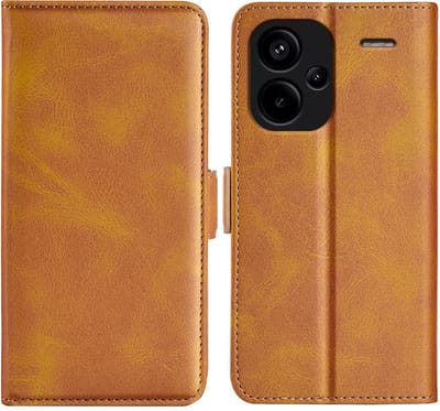 MobyDefend Hoesje - Geschikt voor Xiaomi Redmi Note 13 Pro Plus - Luxe Wallet Book Case (Sluiting Zijkant) - Lichtbruin