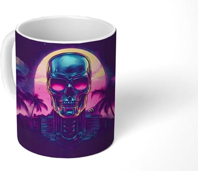 Mok - Koffiemok - Palmbomen - Hoofd - Metallic - Zonsondergang - Mokken - 350 ML - Beker - Koffiemokken - Theemok