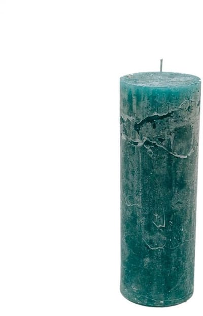 Branded By luxe gekleurde stompkaars 7 x 20 cm in de kleur Petrol met wel 90 branduren!