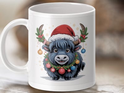 Mok Kerst Yak Mug, Feestelijke Koeien Mok, Kerstmis Dier Mok, Vakantie Koffie Kop, Leuk Kerst Cadeau, Nieuwjaar Mok
