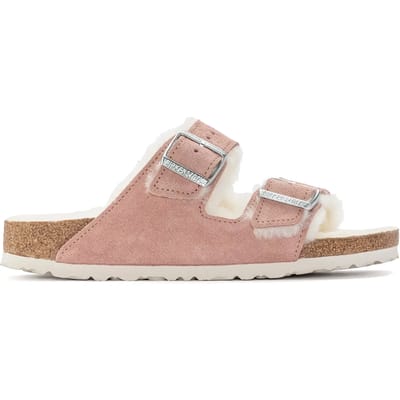 Sandales chauffées Birkenstock Arizona Cuir Daim Laine d'agneau Argile Rose LAF étroites narrow (1023258) 40 rose