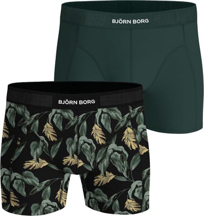 Björn Borg Cotton Stretch boxers - heren boxers normale lengte (2-pack) - groen - print