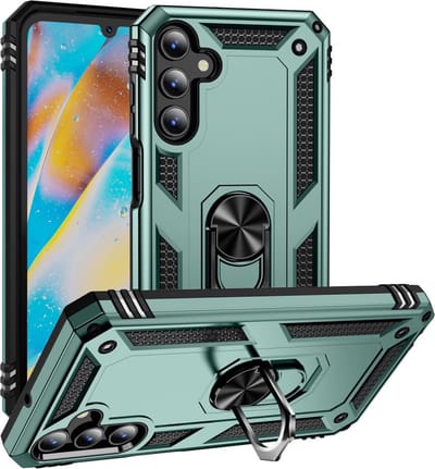 Coverup Hoesje - Geschikt voor Samsung Galaxy A15 Hoesje - Coverup Ring Kickstand Back Cover - Groen