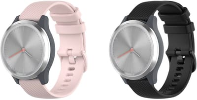 Strap-it bundel van 2 bandjes geschikt voor Garmin Vivoactive 4s / Garmin Vivomove 3s / Garmin Venu 2s - Siliconen - Zwart en Roze