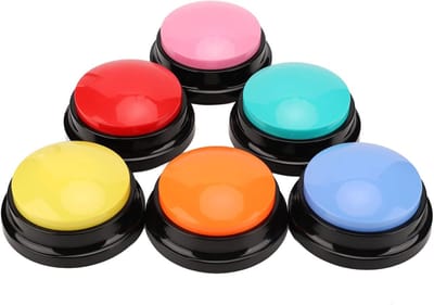 Dailygoods- Opnameknoppen 6 Stuks - Multifunctionele Draagbare Knoppen - 30 Seconden Opname - Training Honden/Katten - Gebruiksvriendelijk Ontwerp - Luide Klikgeluid - Hondcommunicatieknop
