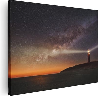 Artaza Canvas Schilderij Sterrenhemel - 40x30 cm - Klein - Wanddecoratie Zee - Muurdecoratie Kust - Schilderijen Op Canvas