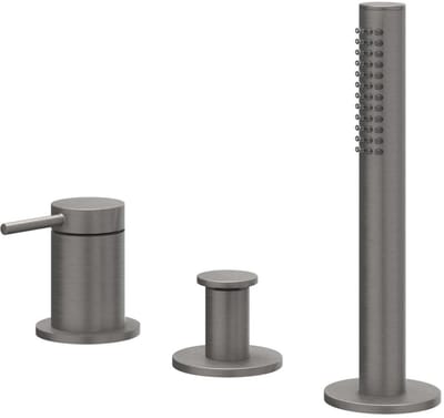 IVY Bond Badrandcombinatie 3-Gats Mengkraan met Uittrekbare Handdouche zonder Uitloop - Geborsteld Metal Black PVD