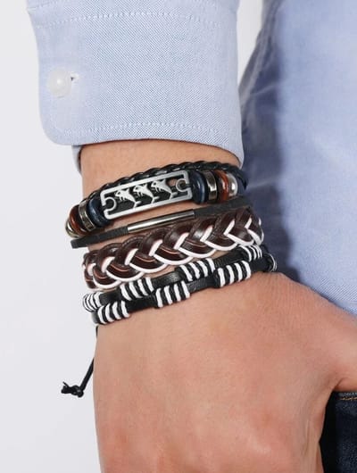 3 stuks heren armbanden imitatie leder