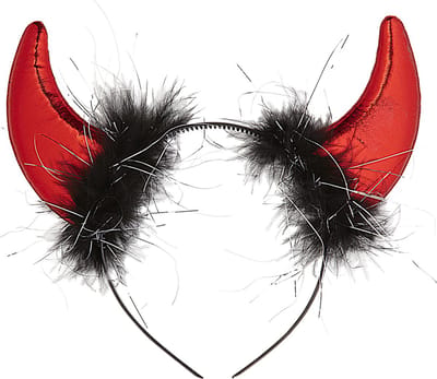 Widmann - Evil Red Duivelshoorntje Metallic Met Marabou - Rood - Halloween - Verkleedkleding