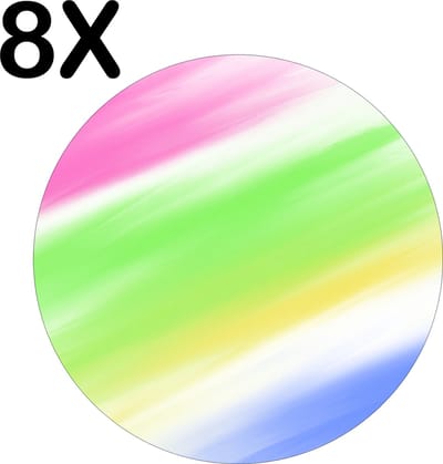 Luxe Ronde Placemat - Fel Gekleurde Vegen - Set van 8 Placemats - 50x50 cm - 2 mm dik Vinyl - Anti Slip - Afneembaar