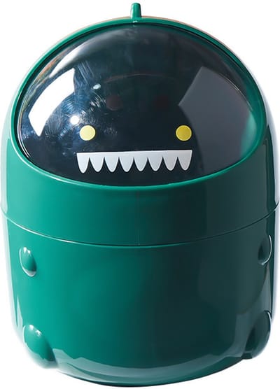 Oneay Bureauprullenbak, schattige en creatieve opbergdoos voor prullen, plastic prullenbak, geschikt voor keuken, kantoor, badkamer, kaptafel (groen)