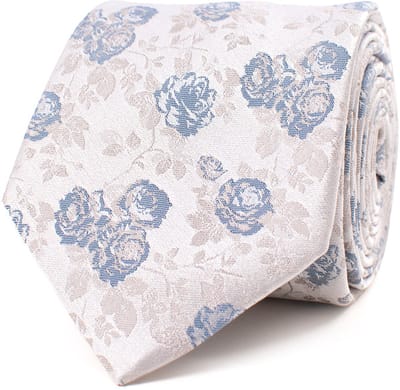 TRESANTI | GALLIANO | Silk tie with Roses | Blauw