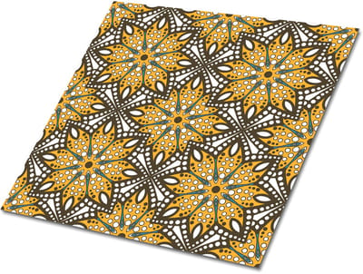 Tulup PVC Tegels - Oosterse Decoratie Vinyl Tegels - 30 cm x 30 cm - Geel Vinyl Vloer Tegels - Set van 9 - Vinyl Wandtegels - Mozaïek Plaktegels - Zelfklevende Vinyl Tegels - Plaktegels keuken en Badkamer