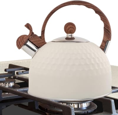 Geklokte Waterkoker - Theeketel Roestvrij Staal - Water Koken - Luid Kookalarm - 2.5L - Beige