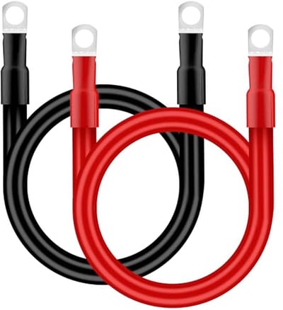 Autobatterijkabel 35 mm² - 50 cm, 2 AWG, 12 V accukabel met M10 oogkabelschoenen voor vrachtwagen, auto, motorfiets en zonne-energie