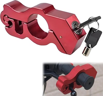 2 stuks universeel motorfietsremslot: motorfietsstuurslot met sleutel, antidiefstal motorfietssloten voor scooters, motorfietsen, sportfietsen, mountainbikes en ATV's (rood)