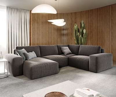 Woonlandschap Lanzo microvezel khakibruin 300x210 cm met variabele recamière