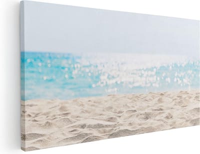 Artaza Canvas Schilderij Strand En Zee - 40x20 cm - Klein - Wanddecoratie Zeezicht - Muurdecoratie Strand - Decoratie Zee